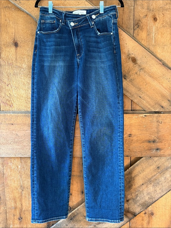 Risen Jeans Denim - Risen Jeans Size 5/27 Dark Wash High Rise Crossover Straight Leg Jeans RDP5334
